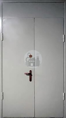 двустворчатая стальная дверь с верхней вставкой для котельной-ДВ-899
